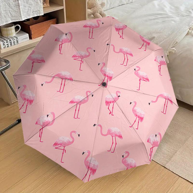 1ks Růžový plameňák Vzor Design deštníku Automatické otevírání a zavírání Deštník, Vysoce kvalitní Cestovní deštník, c1128041
