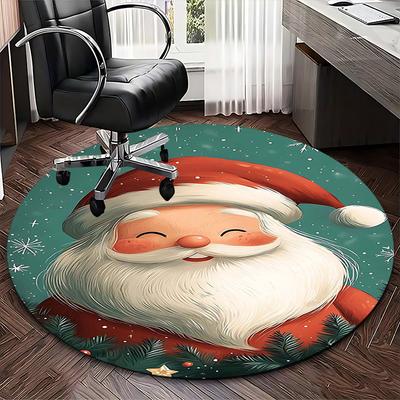 1pc Christmas Santa Claus Chair Mat - Anime Cartoon Design, Non-Slip Carpet for Office Chairs, Festive Gift, All Seasons, Home Decor, Living Room, Bed