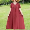 Elegant Women's Dresses Summer Vintage Clothes Plus Size Short Sleeve Casual Loose Long Dress