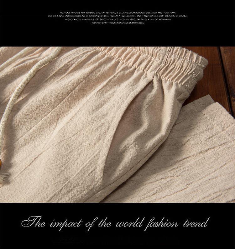 Men's Solid Color Cotton & Linen Two-Piece Suit - Long-Sleeve Top & Trousers, Loose Fashion Fit in Large Sizes for Spring & Autumn