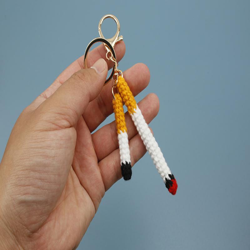 Portachiavi Crochet Sigaretta Portachiavi Lavorati a Maglia Ciondolo Creativo per Borsa Accessori Portachiavi