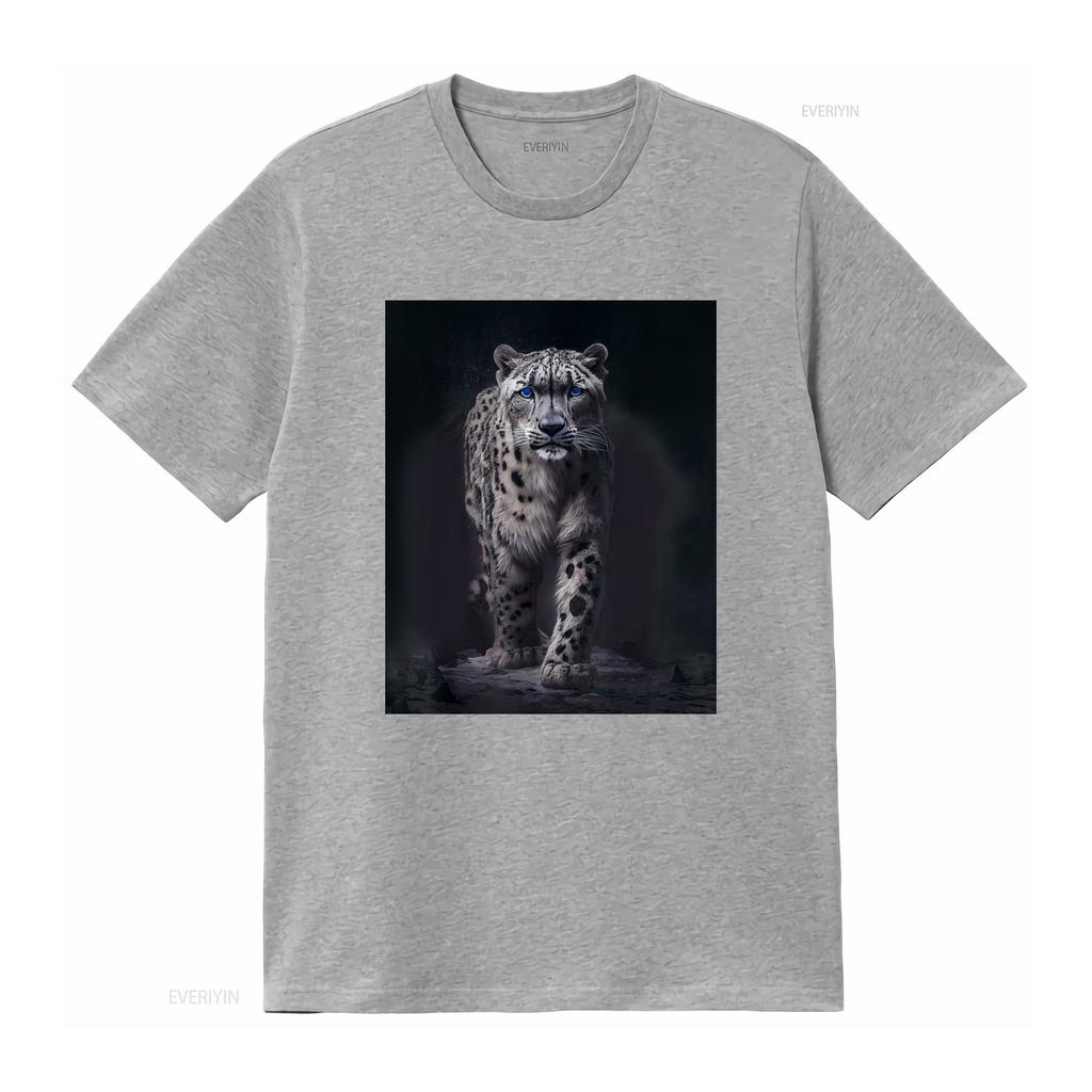 Wild Snow Leopard Walking T Shirt For Boys And Girls Stylish Cute Design Vintage Unisex Streetwear Top For Everyday Wear