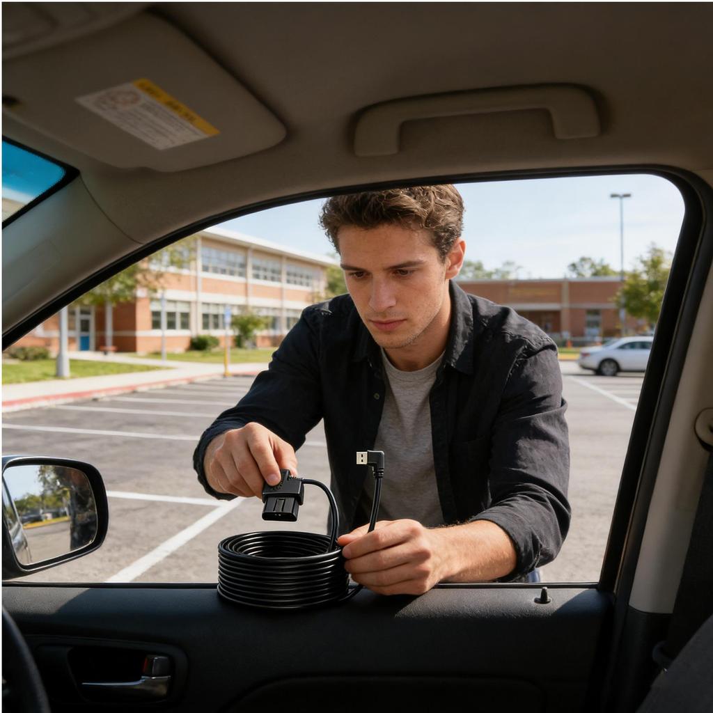 OBD Power Adapter Plug And Play 12V/24V To 5V Step-Down Line Hardwire Car Monitor Wire For Parking Lot Road Trips Daily Driving