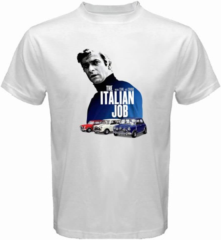 New The Italian Job Retro Movie Poster Men s White T-Shirt Size S-3XL XL белый