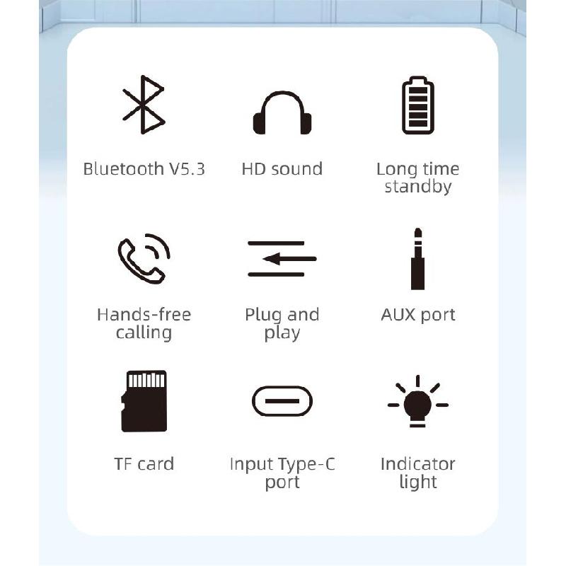 Bluetooth 5.3 Receiver Adapter 3.5mm AUX Jacks for Car Speakers A2DP Wireless Audio Music Receiver Pter Support TF Card Car Hands Free