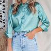 Blusas mujer de moda 2022 léto Top dámské košile Dámská šifonová košile s potiskem Halenky topy Dlouhý rukáv Elegantní žena