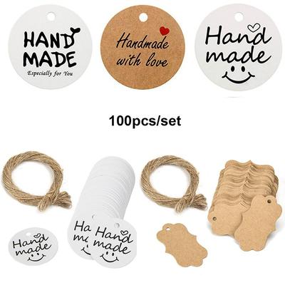 100pcs Paper Luggage Package Wrapping Wedding Party Hanging Label Tagging Kraft Gift Tags Handmade
