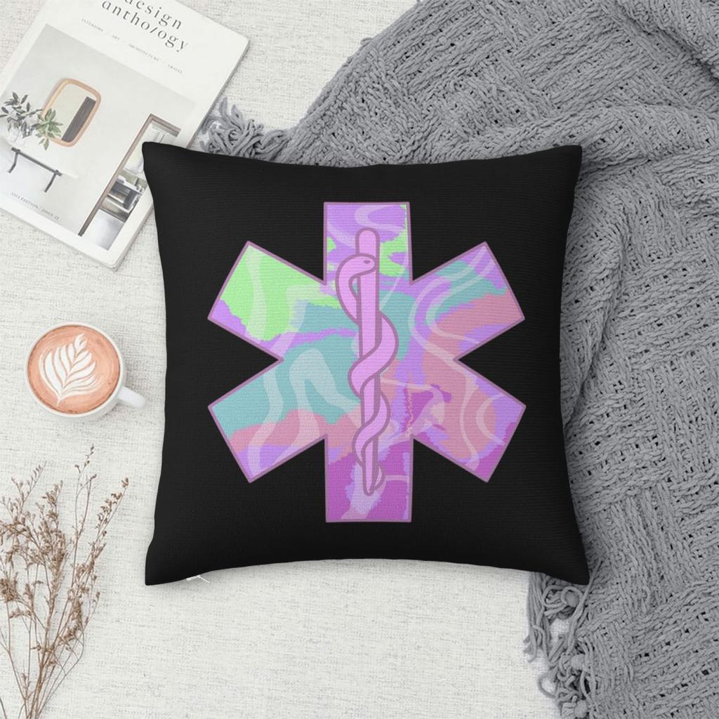 Emt Star Of Life Emergency Medical  Square Pillowcase Pillow Cover Cushion Throw Pillow for Home Sofa Living Room