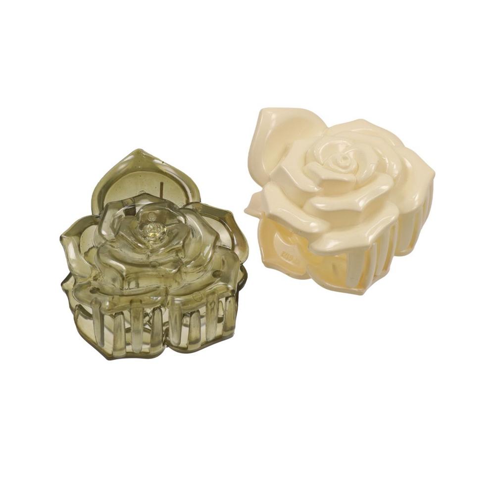Fashion Design Flower Hair Clip Transparent Acrylic Hair Claw Cute Retro Rose Hair Claw  Kids
