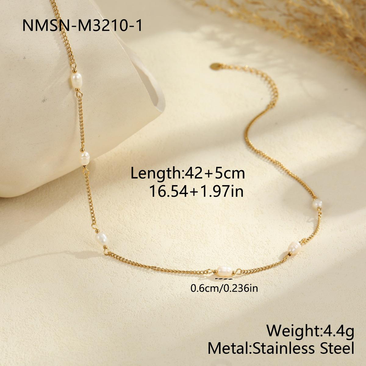 GEMCHIC Women s Stainless Steel French Vintage Layered Pearl Necklace Fashion Elegant Jewelry