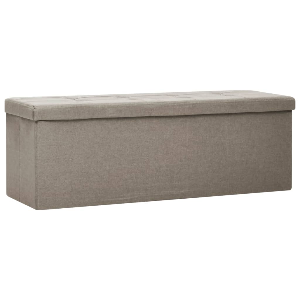 Foldable Storage Bench with Storage Space Taupe Linen Look