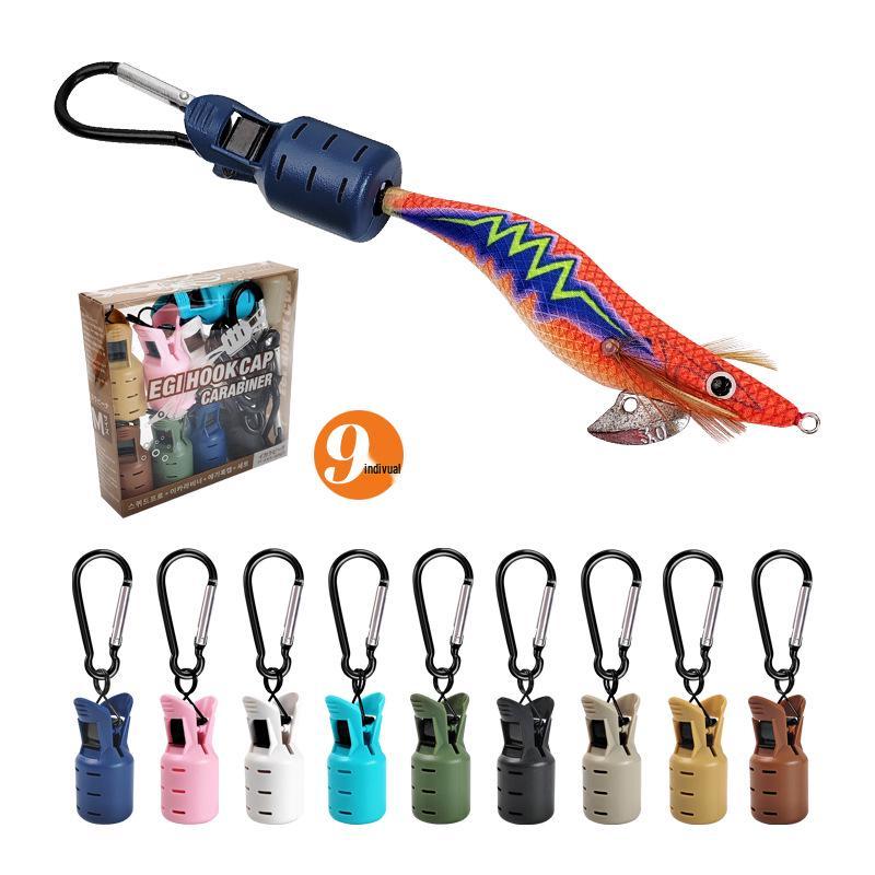 Love Lure Eging Carabiner Hook Set with Protective Case - Medium Size Squid Fishing Hook.
