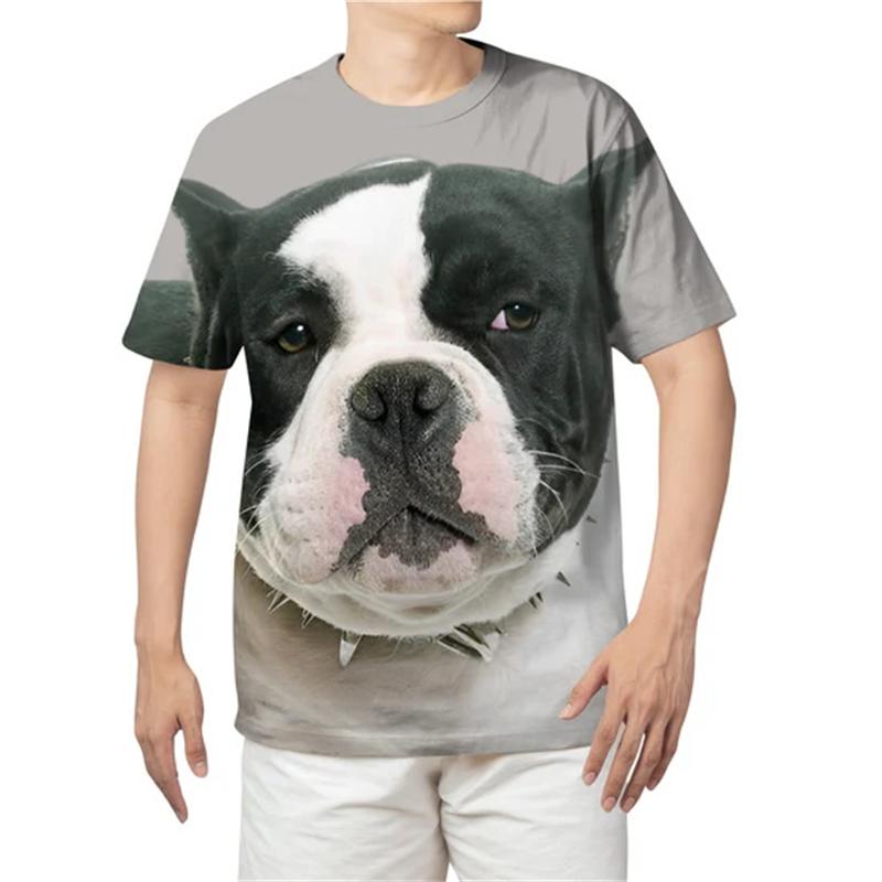 3D Printed Pet Bulldog Animal Print T Shirt For Men Y2k Fashion Fun American Bully