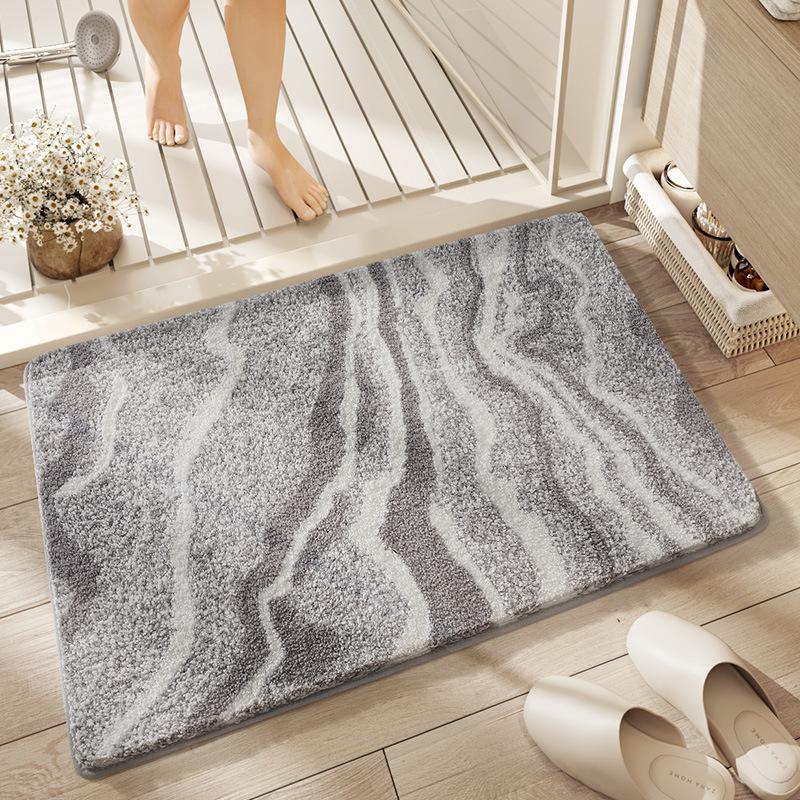 Flocking Thickened Bath Mat High Quality Bathroom Rug Strong Water Absorption Non-slip Foot Mat Shower Room Entrance Mats