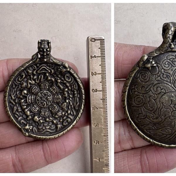 Tibetan Style Brass Lima Ji Pendant Portable Waist Tag Retro Keychain Hanging Twelve Zodiac Ji Gong Copper Plate
