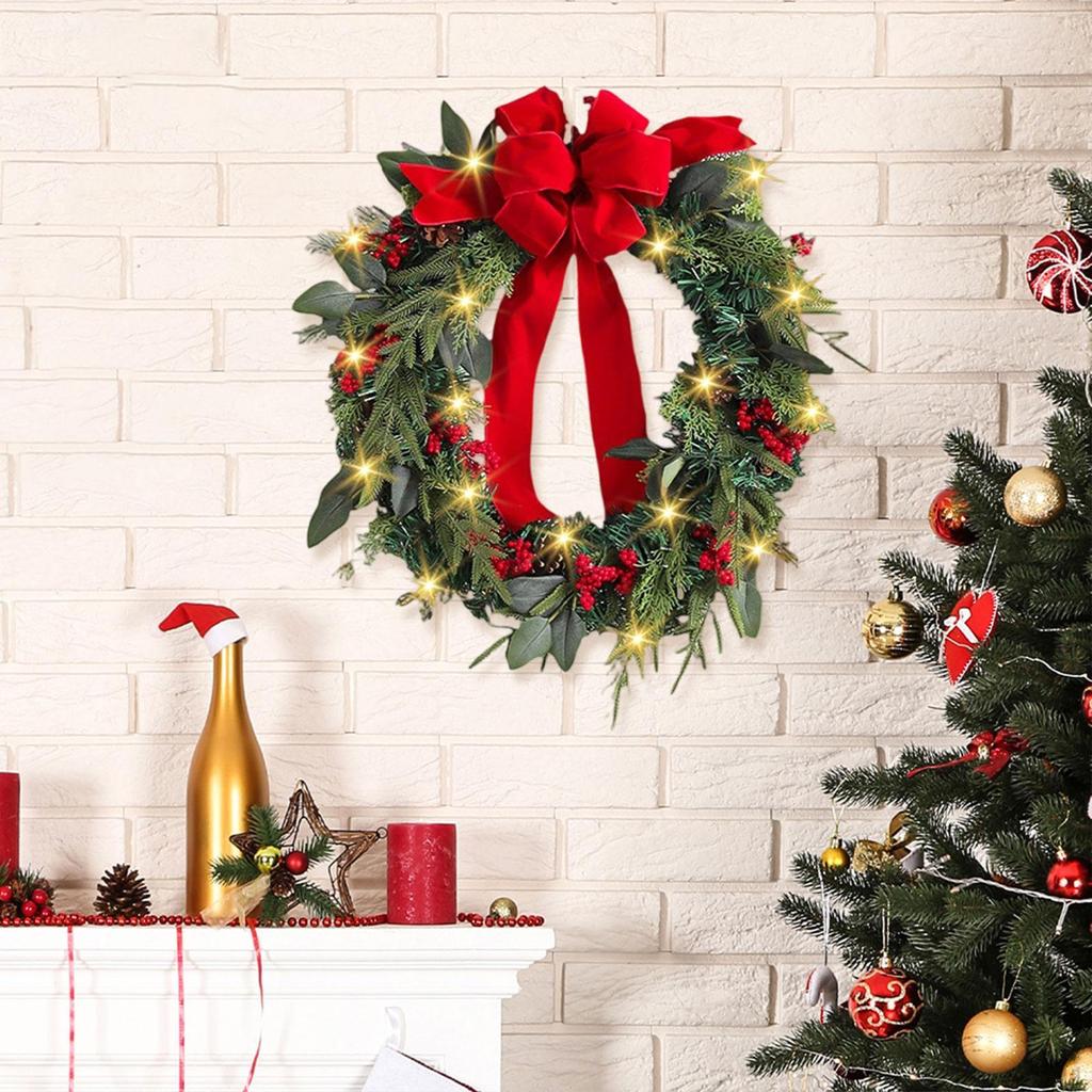 Christmas Wreath with Light Xmas Versatile Ornament Decoration Garland for