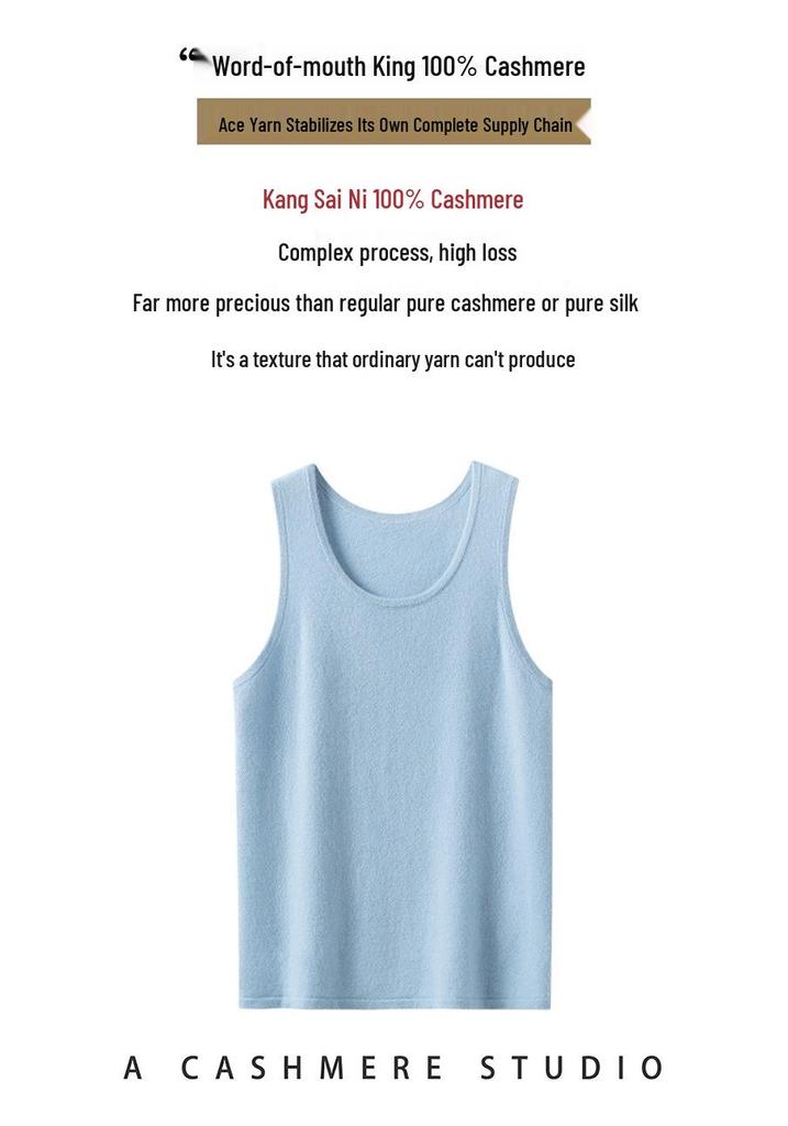 Kangsai Women's 100% Cashmere Sleeveless Knit Vest - Loose Fit, Round Neck, Ideal for Spring & Autumn 2026