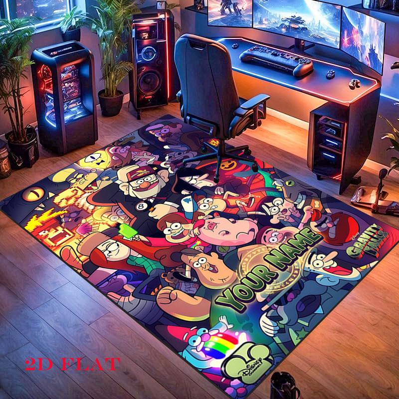Benutzerdefinierter Gravity Falls Teppich für Wohnzimmer, Schlafzimmer, Zuhause, Sofadekoration, rutschfeste Bodenmatte für Kinder zum Spielen