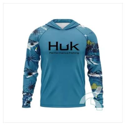Mens Quick-Dry UV Protection Hooded Fishing Long Sleeve Shirt Summer Breathable Outdoor Sportswear Angling