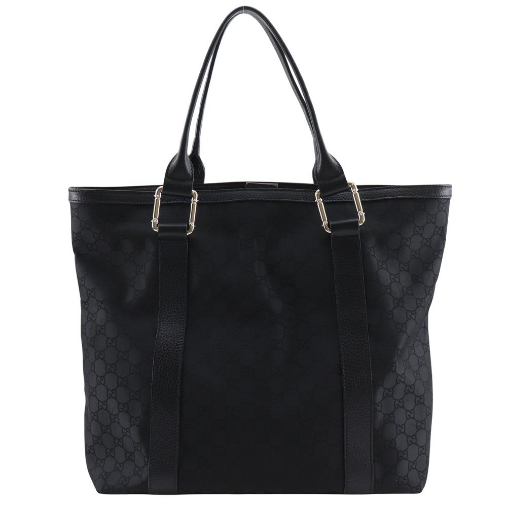 Gucci GG Tote Bag 341536 Outlet Black Nylon Canvas Unisex Used