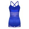 Women's Latin Dance Leotard Jazz Dance Top Sleeveless Fringe Sparkly Bodysuit Samba Salsa Dancewear