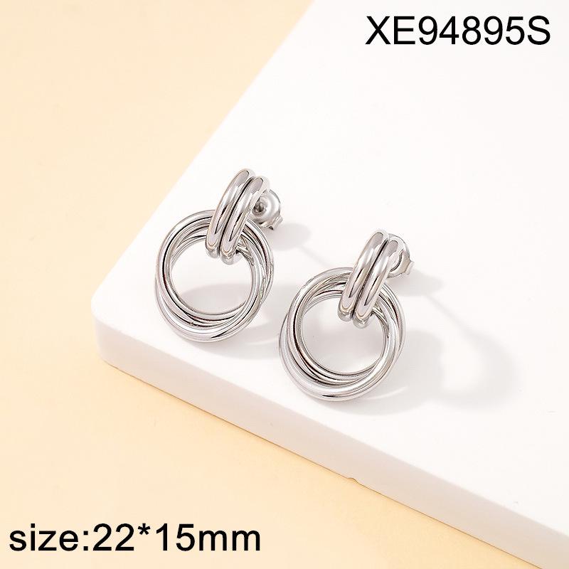 2025 Chic Geometric Titanium Steel Gold-Plated Hoop Earrings for Women - Versatile and Trendy