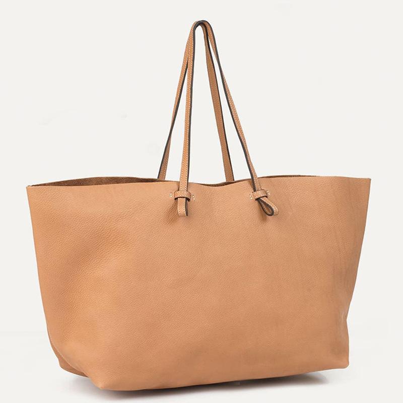 

Высококачественная сумка из коровьей кожи OEM на заказ, мягкая кожаная сумка-тоут для покупок, большая вместимость, на плечо светло-коричневого