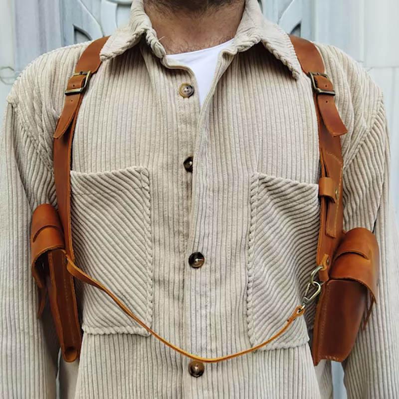 European & American Medieval Renaissance COSPLAY Retro Double Shoulder Crossbody Bag жёлтый/коричневый