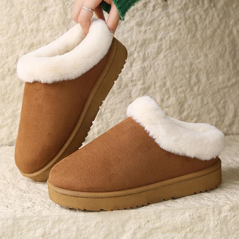 Fashion Faux Suede Thick Sole Non Slip Ankle Boots Women Warm Fur Thicken Plush Cotton Shoes Plus Size Comfort Platform Snow Boots