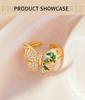 Korean Butterfly Shape Rhinestone Ring: Elegant 18k Gold-Plated Copper Design
