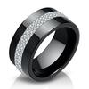 Fashion Ceramic Black White 10MM Two Row Diamond Ring Minimalist Stylish Jewelry Accessory