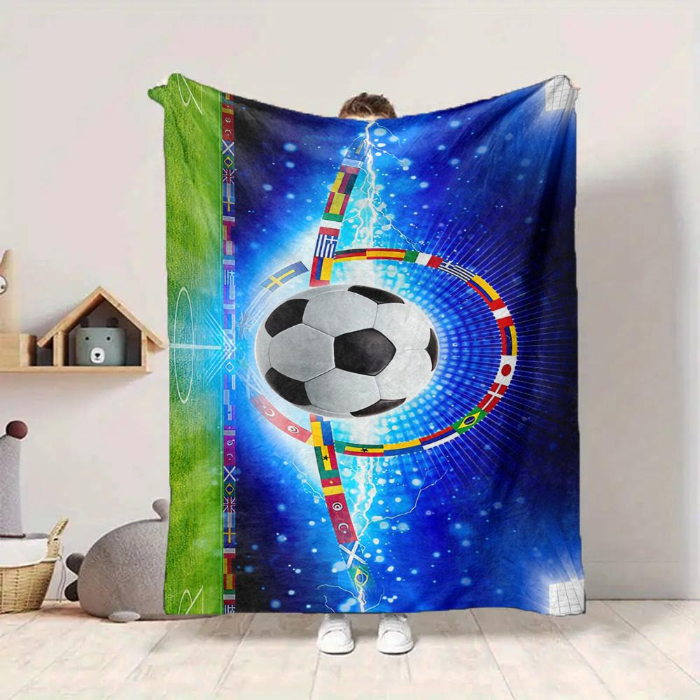1Pc Global Football Celebration Blanket Soft And Comfortable Casual Warm Camping Travel Christmas Halloween Xmas Gift M928553