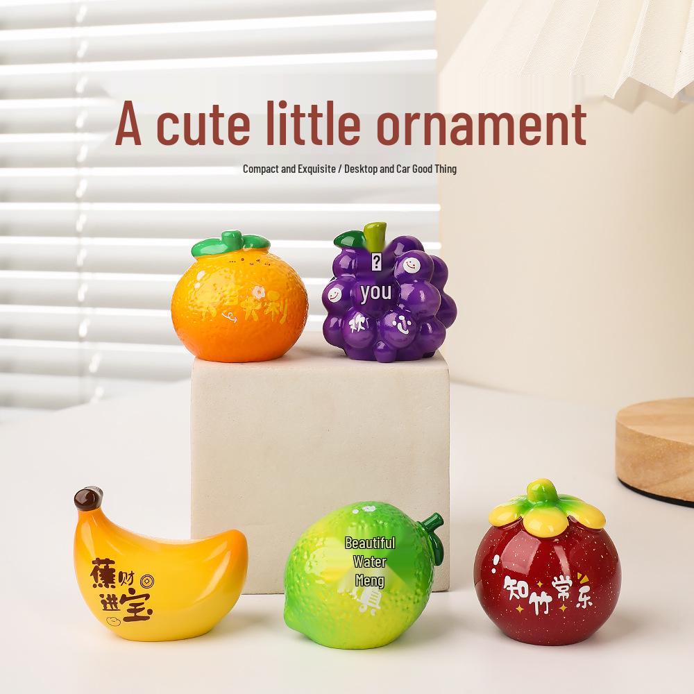 Adorable Resin Fruit Figurine - Cute Office Desktop Decoration