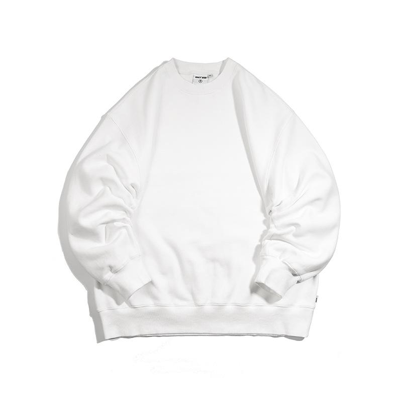 Men's Retro Loose Fit Hoodie - 380G Pure Cotton Terry, Solid Color, Long Sleeve, Korean Style.