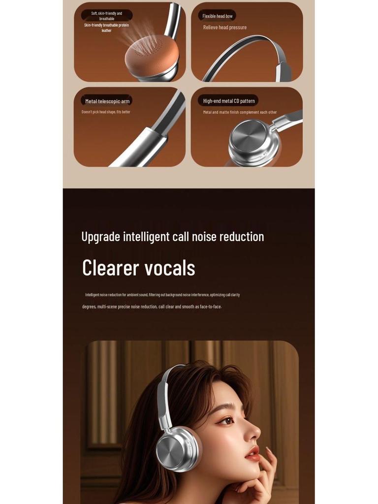 2025 Berlin Sound CR-20 Retro Over-Ear Wireless Bluetooth Noise-Cancelling Headphones with Long Battery Life