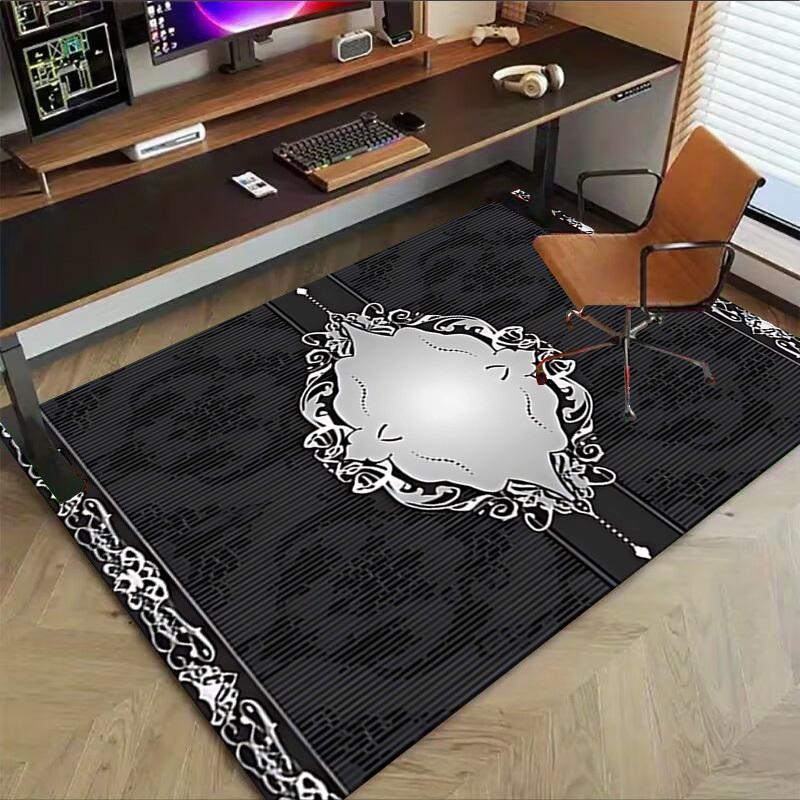 1PC Black and white, floral pattern Extra Large Non Slip Floor carpet, Office, family, bedroom Large Area Rug Indoor Rugs
