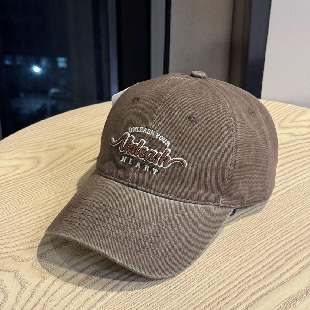 Korean Ins Letter Embroidered Spring and Autumn Baseball Cap for Women with Wide Brim Big Face Small Peaked Cap Big Head Circumference Hat