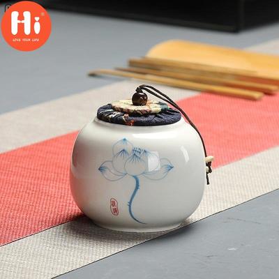 Hallo handbemalte, versiegelte Keramikdose, tragbarer Mini-Reise-Aufbewahrungsbehälter für Tee, Küche, Gewürzdose, Lebensmittelbehälter