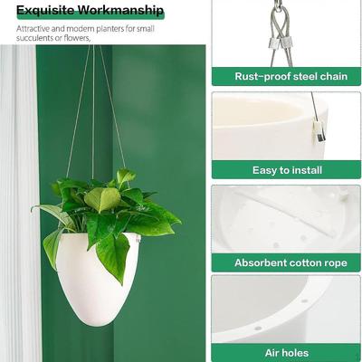 Self Watering Hanging Planter Floral Container Automatic Water Absorption with Reservoir