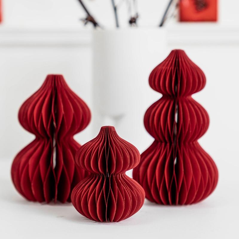 3D Honeycomb Balls Ornaments Red Gourd Housewarming Wedding Room Decoration Carft Chinese New Year Spring Festival Decor