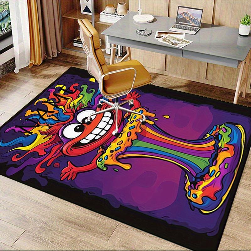 Cute Rainbow Man Office Carpet Soft Polyester Entrance Carpet Washable Non slip Machine Washable Ind