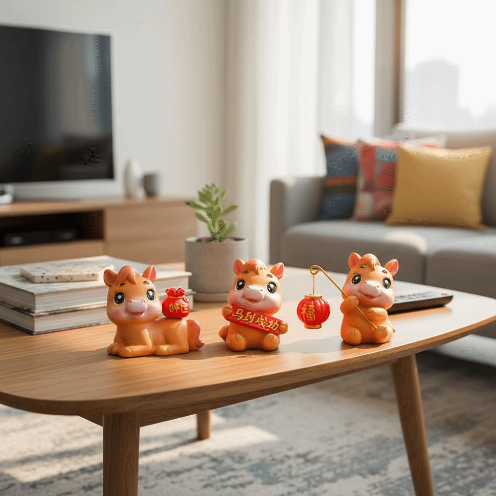 Resin Zodiac Horse Mascot Chinese Style Horse Statue Cute Horse Ornaments  Table