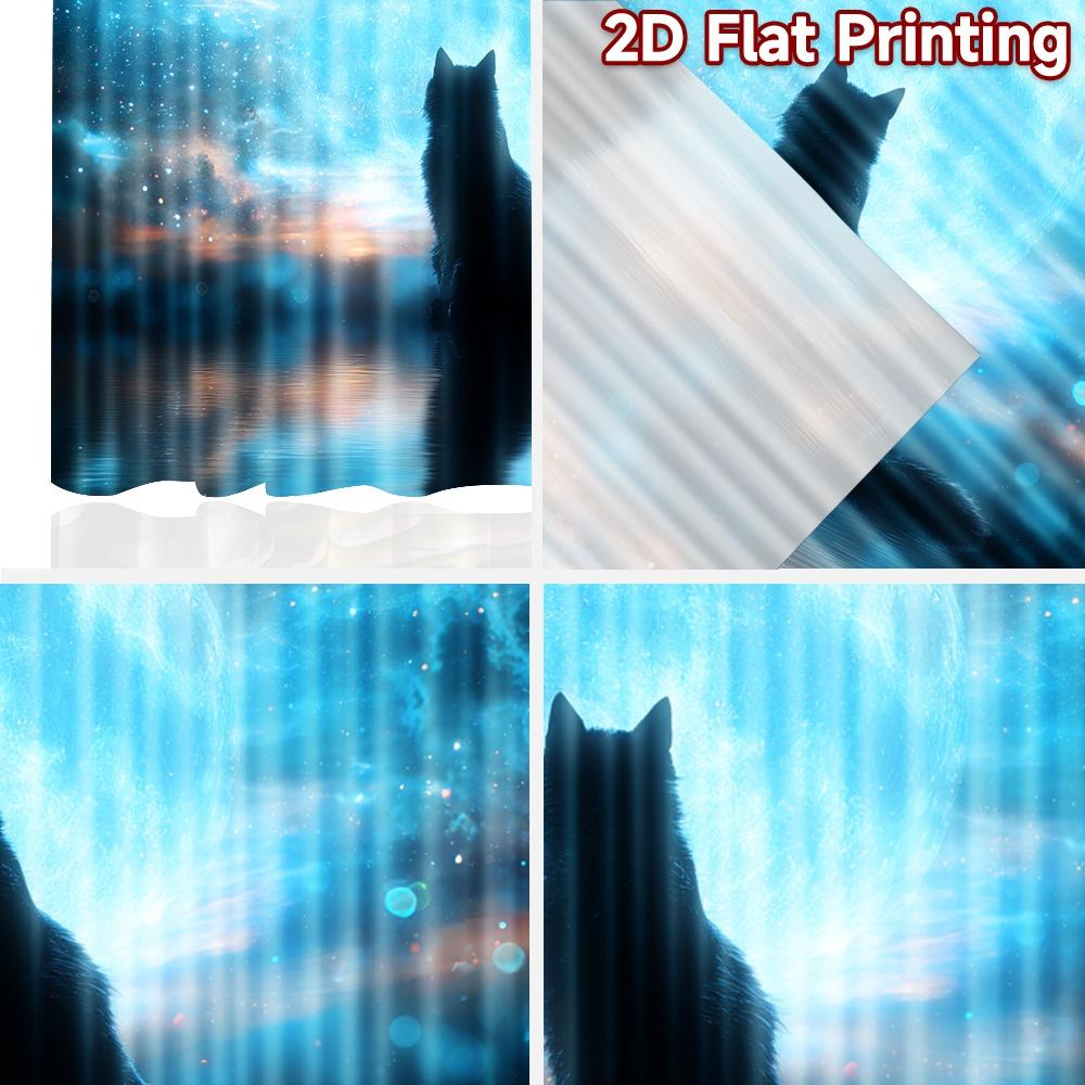 2D Flat Printing 2pcs Curtains Black Cat Blue Moon Starry Sky Digital Printed Polyester Drapes Festive Wall Decor Perfect for