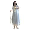 2026 Summer Korean-Style Maternity Dress: Single-Breasted, Lace Patchwork, Bowknot Design, Faux Two-Piece