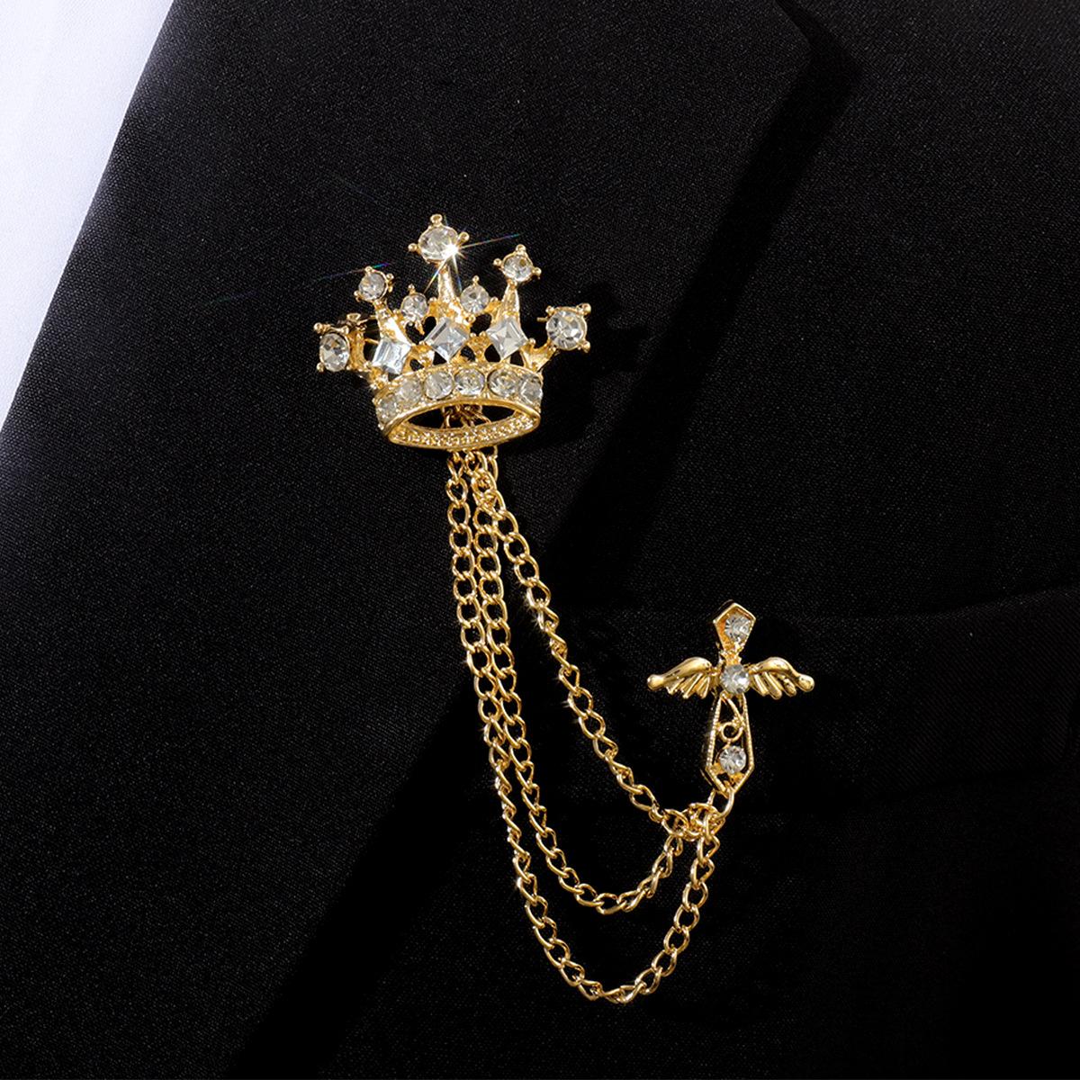 

Япония и Корея мода персонализированный воротник булавка мужская рубашка крышка цепь орел корона бахрома цепь воротник крест ювелирные изделия
