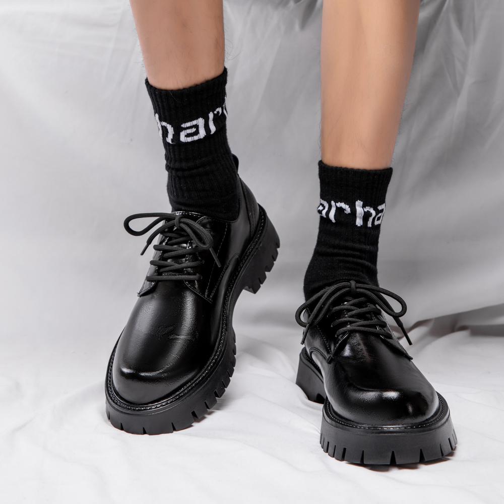 Derby pánské kožené boty s tlustou podrážkou Módní minimalistický styl Denní Venkovní Trendy Párty Dospělý kancelář ženichovy boty