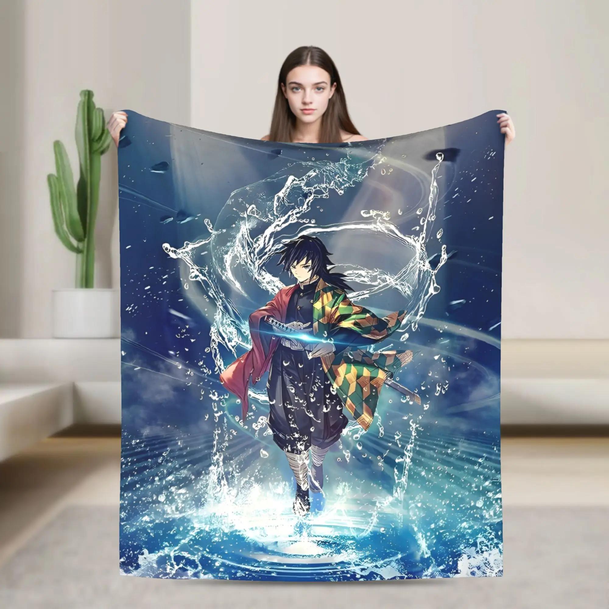 Tomioka Giyu Warme Plüschdecke für Mädchen und Jungen Weiche Flanell-Sofa-Bettdecke Heimdekoration Street-Trend-Überwurf Size: 75*100cm, Weight: 230 GSM