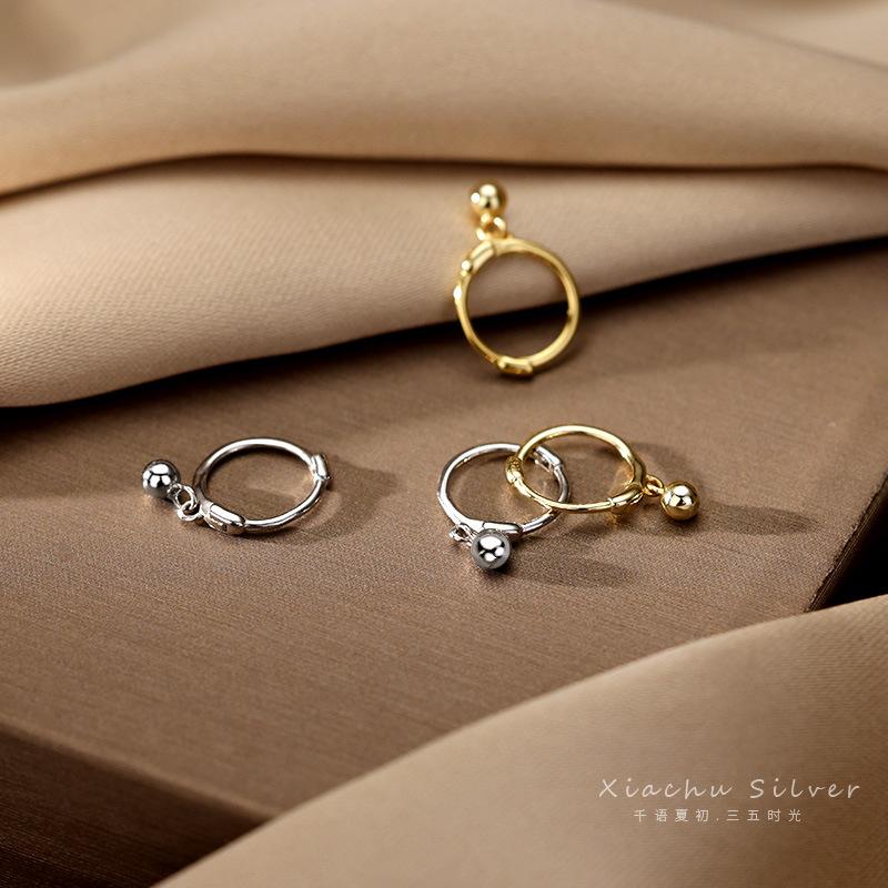 925 Silver Ball hoop Earrings Simple Temperament Exquisite Semale Sexy Jewelry Gift