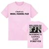 Music Fashion Film Tshirts Unisex Letter Graphic T-Shirt Crew Neck Short Sleeve Vintage Retro Clothing