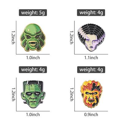 Cartoon Character Enamel Pins Custom Scary Skeleton Brooches Lapel Badges Cartoon Animal Jewelry Gift for Friends